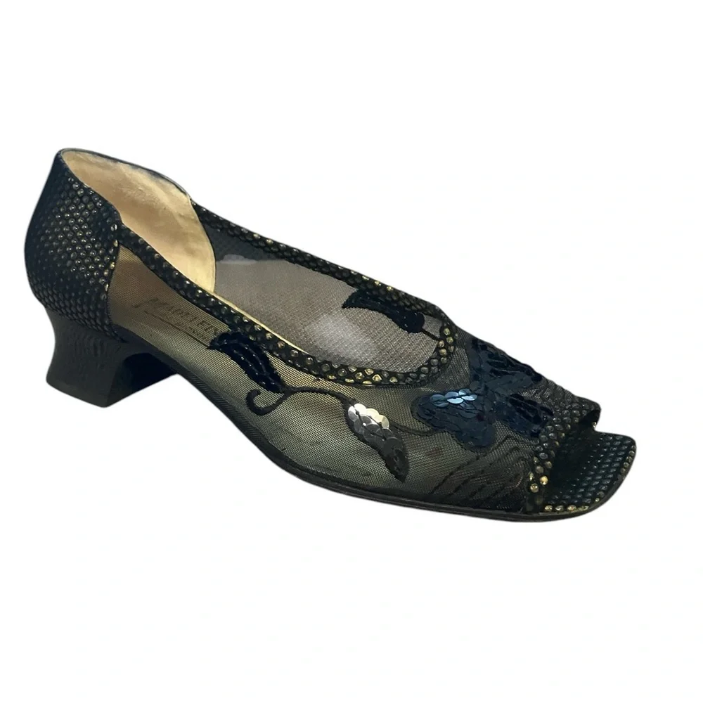 Madeleine Moda Giovane Mesh Block Heels Peep Toe Size 9